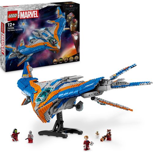 LEGO Marvel Guardians of the Galaxy: Die Milano, baubares Raumschiff-Modell mit 4 Superhelden-Minifiguren, Avengers Flieger für Weltraumabenteuer, Geschenk für Jungen und Mädchen 76286