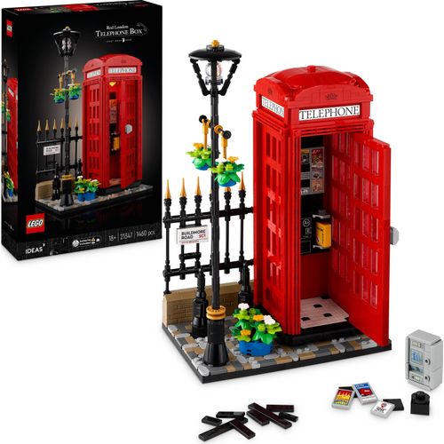 LEGO Ideas Rote Londoner Telefonzelle, Modellbausatz für Erwachsene, kreative Aktivität mit Handyhalterung, Schreibtischdeko, Geschenke für Männer, Frauen, ihn oder sie 21347