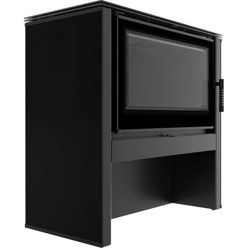Kaminofen aus Stahl KRATKI JUNO 12 kW Ø 160 schwarze Platte schwarz thermotec