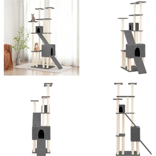 vidaXL Kratzbaum mit Sisal Kratzsäulen Dunkelgrau 190 cm - Kratzbaum - Kratzbäume - Katzenturm - Katzenmöbel