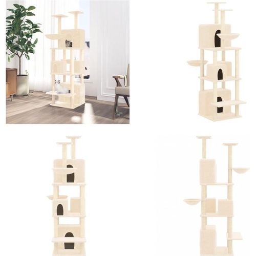 vidaXL Kratzbaum mit Sisal Kratzsäulen Creme 180 cm - Kratzbaum - Kratzbäume - Katzenturm - Katzenmöbel