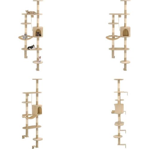vidaXL Wandkratzbaum mit Sisal Kratzsäulen 194 cm Beige - Kratzbaum - Kratzbäume - Katzenbaum - Katzenbäume