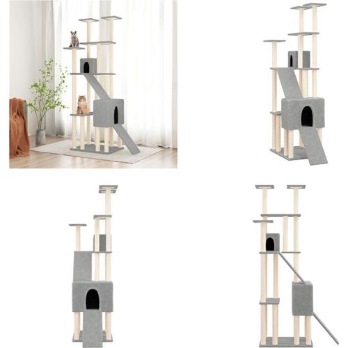 vidaXL Kratzbaum mit Sisal Kratzsäulen Hellgrau 190 cm - Kratzbaum - Kratzbäume - Katzenturm - Katzenmöbel