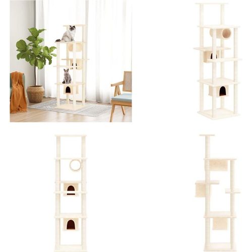 vidaXL Kratzbaum mit Sisal Kratzsäulen Creme 169 cm - Kratzbaum - Kratzbäume - Katzenturm - Katzenmöbel