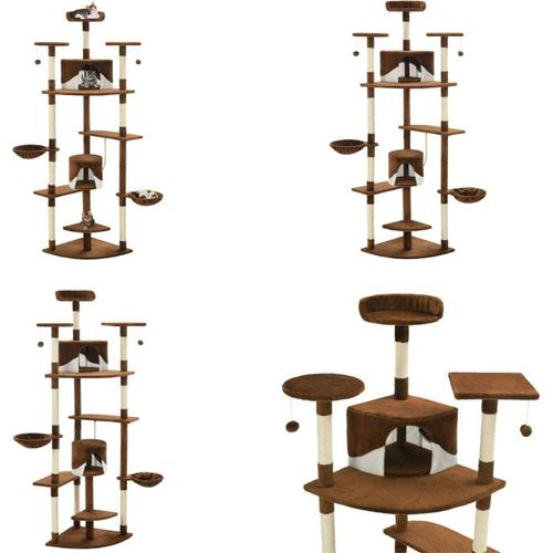 vidaXL Katzen Kratzbaum mit Sisal Kratzsäulen 203 cm Braun und Weiß - Kratzbaum - Kratzbäume - Katzenbaum - Katzenbäume
