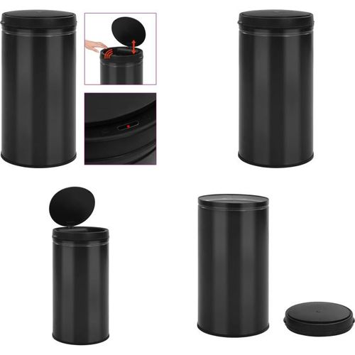 vidaXL Automatischer Sensor Mülleimer 60 L Kohlenstoffstahl Schwarz - Mülleimer - Abfalleimer - Sensor-Mülleimer - Sensor-Abfalleimer
