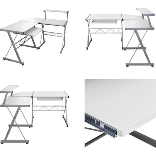vidaXL Eck Computertisch Weiß 132x112x99 cm Holzwerkstoff - Computertisch - Computertische - Gaming Tisch - Eckschreibtisch