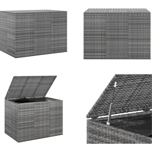 vidaXL Garten Kissenbox PE Rattan 145x100x103 cm Grau - Kissenbox - Kissenboxen - PE-Rattan-Kissenbox - Aufbewahrungsbox