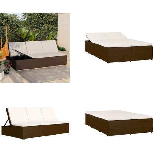 vidaXL Sonnenliege mit Auflage Poly Rattan Braun - Sonnenbett - Sonnenbetten - Sonnenliege - Sonnenliegen