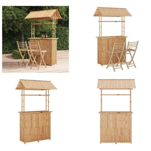 vidaXL 3 tlg. Bar Set Bambus - Bar-Set - Bar-Sets - Gartentisch Und Stuhl - Gartenmöbel