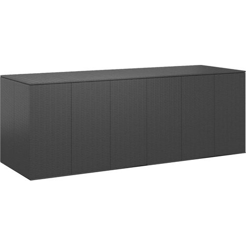 Garten-Kissenbox PE Rattan 291x100,5x104 cm Schwarz