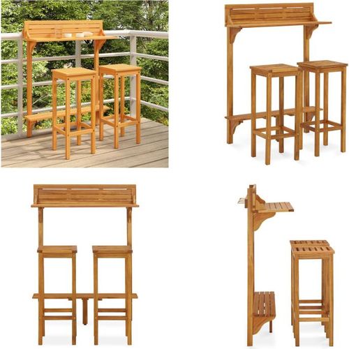 vidaXL 3 tlg. Balkon Bar Set Massivholz Akazie - Balkon Bar Set - Balkon Bar Sets - Outdoor Bar-Set - Outdoor Bar-Sets