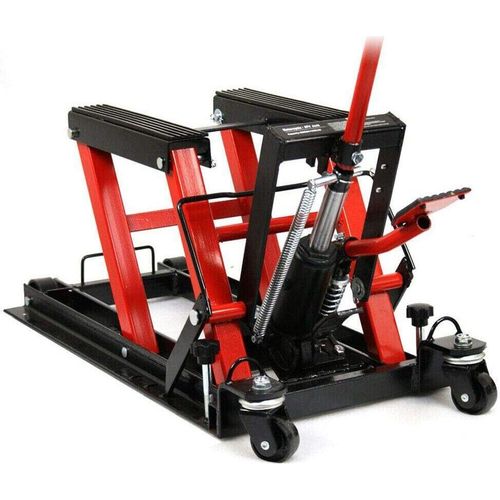 Motorrad Hebebühne, Montagebock Motorrad mit Rollen und Führungsstangen, 680 kg Maximale Belastung