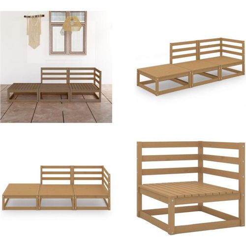 vidaXL 3 tlg. Garten Lounge Set Honigbraun Massivholz Kiefer - Garten-Lounge-Set - Garten-Lounge-Sets - Holz-Loungemöbel - Holz-Gartenmöbel