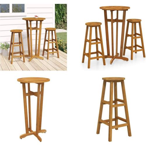 vidaXL 3 tlg. Bar Set Massivholz Akazie - Bar Set - Bar Sets - Gartenbar Set - Gartenmöbel Set