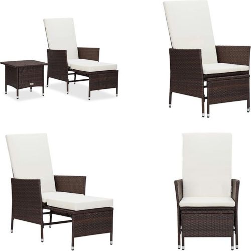 vidaXL 2 tlg. Garten Lounge Set mit Kissen Poly Rattan Braun - Garten-Möbelset - Gartenmöbel Set - Garten-Lounge-Set - Garten-Loungemöbel
