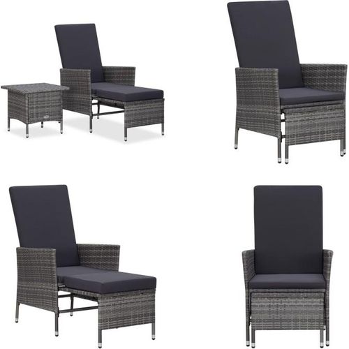 vidaXL 2 tlg. Garten Lounge Set mit Kissen Poly Rattan Grau - Garten-Möbelset - Gartenmöbel Set - Garten-Lounge-Set - Garten-Loungemöbel