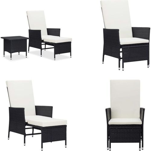 vidaXL 2 tlg. Garten Lounge Set mit Kissen Poly Rattan Schwarz - Garten-Möbelset - Gartenmöbel Set - Garten-Lounge-Set - Garten-Loungemöbel