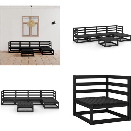 vidaXL 6 tlg. Garten Lounge Set Schwarz Massivholz Kiefer - Garten-Lounge-Set - Garten-Lounge-Sets - Holz-Loungemöbel - Holz-Gartenmöbel
