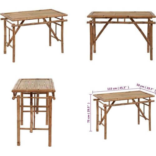vidaXL Gartentisch Klappbar 115x50x75 cm Bambus - Klappbarer Gartentisch - Klappbare Gartentische - Klappbarer Campingtisch - Klappbarer Terrassentisch