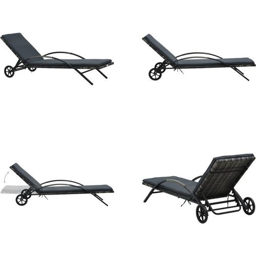 vidaXL Sonnenliege mit Auflage & Rädern Poly Rattan Anthrazit - Liegestuhl - Liegestühle - Liege - Liegen