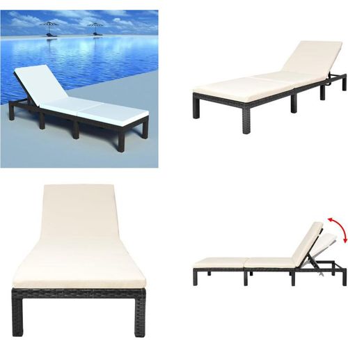 vidaXL Sonnenliege mit Auflage Poly Rattan Schwarz - Liegestuhl - Liegestühle - Liege - Liegen