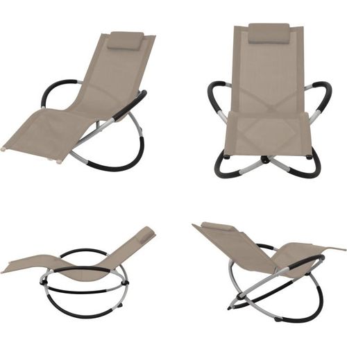 vidaXL Sonnenliege Geometrisch Stahl Taupe - Sonnenliege - Gartenliege - Outdoor Relaxliege - Klappbare Sonnenliege