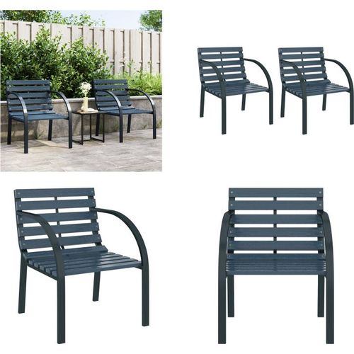 vidaXL Gartenstühle 2 Stk. Grau Holz - Gartenstuhl - Gartenstühle - Gartensessel - Garten-Sitzgruppe