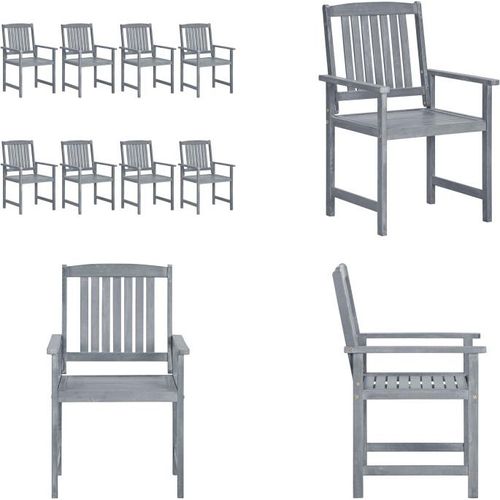 vidaXL Gartenstühle 8 Stk. Massivholz Akazie Grau - Gartenstuhl - Gartenstühle - Holzstuhl - Holzstühle