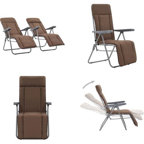 vidaXL Klappbare Gartenstühle mit Auflagen 2 Stk. Braun - Campingstuhl - Campingstühle - Klappstuhl - Klappstühle