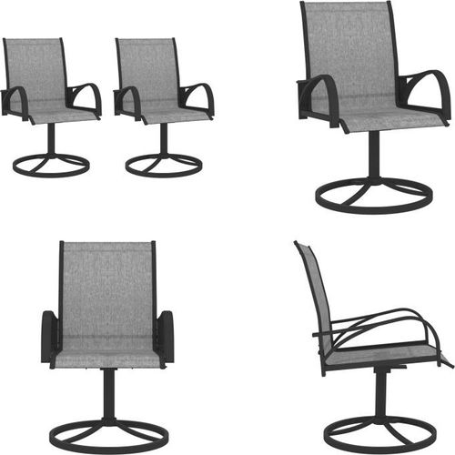 vidaXL Garten Drehstühle 2 Stk. Textilene and Stahl Grau - Gartenstuhl - Gartenstühle - Drehstuhl - Drehstühle