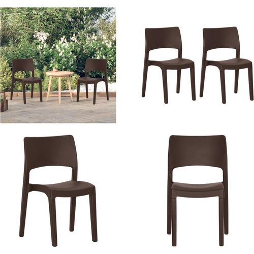 vidaXL Gartenstühle 2 Stk. Mokka Polypropylen - Gartenstuhl - Gartenstühle - Campingstuhl - Outdoor Stuhl