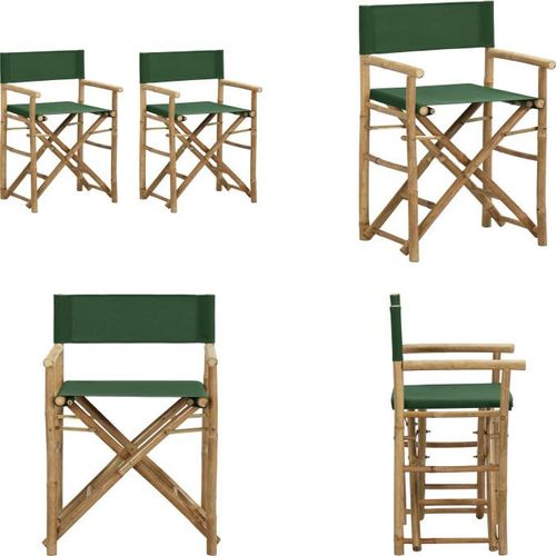 vidaXL Klappbare Regiestühle 2 Stk. Grün Bambus und Stoff - Regiestuhl - Regiestühle - Gartenstuhl - Gartenstühle