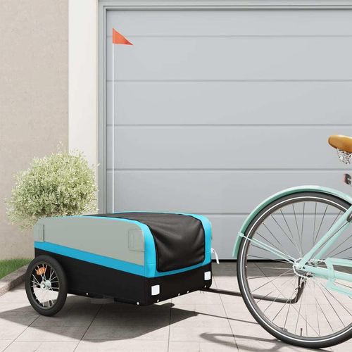 Fahrradanhänger Schwarz und Blau 45 kg Eisen