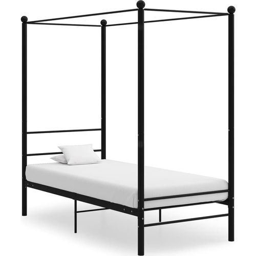 The Living Store Himmelbett Schwarz Metall 100x200 cm
