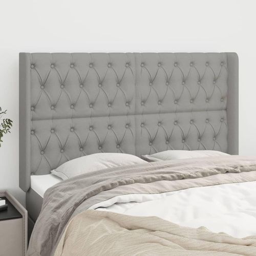 vidaXL Kopfteil mit Ohren Hellgrau 163x16x118/128 cm Stoff