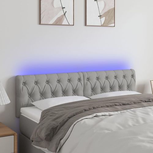 LED Kopfteil Hellgrau 160x7x78/88 cm Stoff