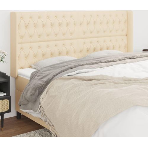 vidaXL Kopfteil mit Ohren Creme 203x16x118/128 cm Stoff