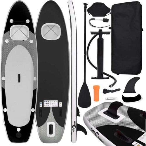SUP-Board-Set Aufblasbar Schwarz 330x76x10 cm , Surfbretter Design 2024