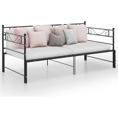 vidaXL Ausziehsofa Bettgestell Schwarz Metall 90x200 cm - Schlafsofa-Gestell - Schlafsofas-Gestelle - Schlafsofa-Rahmen - Sofa Mit Ausziehbett