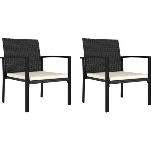 Garten-Essstühle 2 Stk. Poly Rattan Schwarz