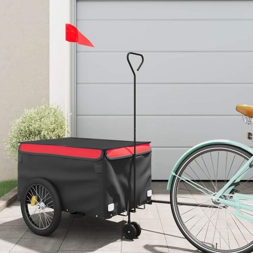 Fahrradanhänger Schwarz und Rot 30 kg Eisen