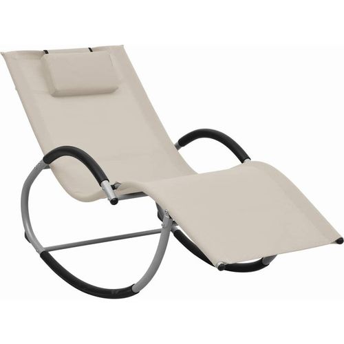 Sonnenliege mit Kissen Creme Textilene