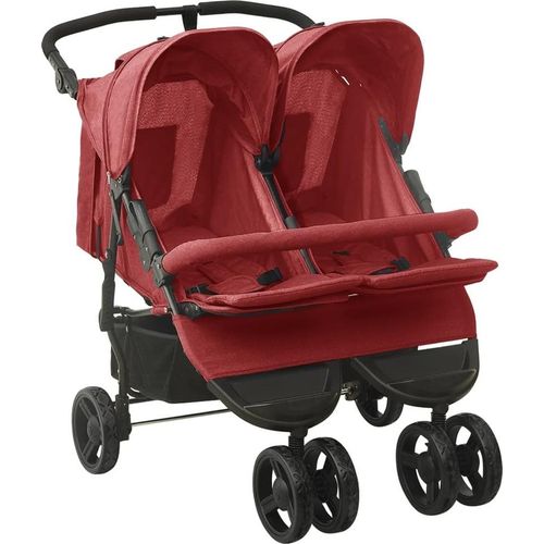 Geschwisterwagen Rot Stahl , Kombikinderwagen Design 2024