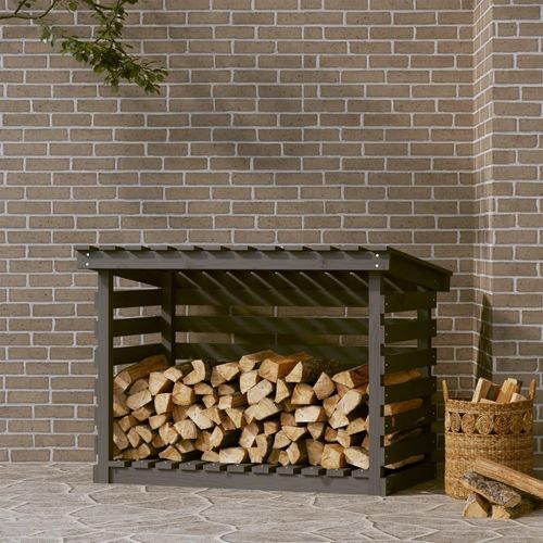 Kaminholzregal Grau 108x73x79 cm Massivholz Kiefer