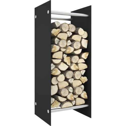 Brennholzregal Schwarz 40x35x100 cm Hartglas