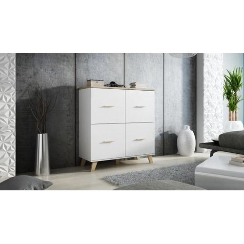 LOTTA 110 4D Kommode weiß + Sonoma Eiche