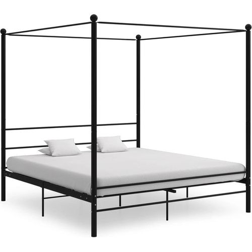 The Living Store Himmelbett Schwarz Metall 200x200 cm