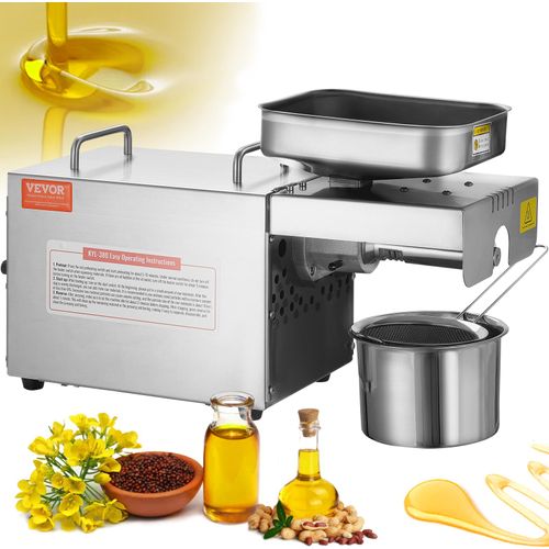 VEVOR Elektrische Ölpresse, 700 W Edelstahl-Ölextraktionsmaschine, 140 ℃ Konstante Temperatur, Heißpress-Ölpresse zum Pressen von Erdnüssen, Sesamsamen, Raps, Teesamen