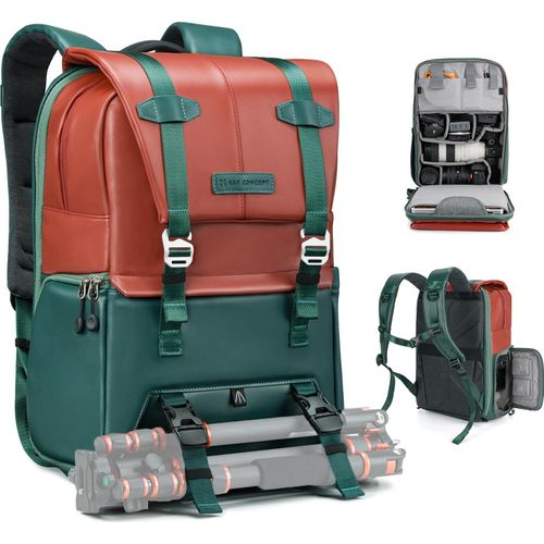 K&F CONCEPT Multifunktionaler Kamerarucksack, wasserdichte Kameratasche, 20 l, grosses Fassungsvermoegen, Kameratasche mit 16-Zoll-Laptopfach, Regenschutz fuer Damen und Herren